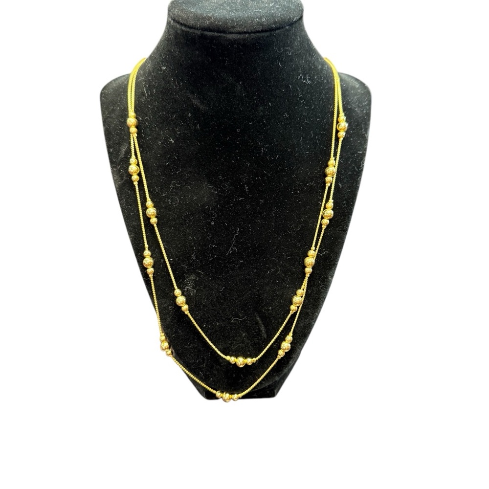 Avon Gold Double-Strand Beaded Necklace Classic Layered Design 1999 Nib